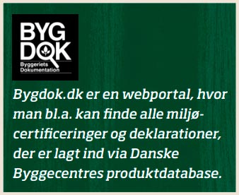 BygDok er branchens portal over bæredygtige produkter. Få let og hurtig adgang til dokumentation og sporbarhed for bæredygtige produkter