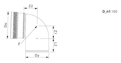 Wafix PP-bøjning 88,5° Rød - 160mm - 