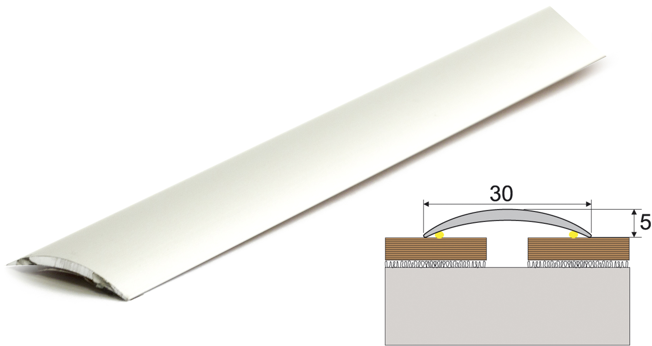 Habo Tæppeliste selvklæbende Alu - 3x30x2000mm