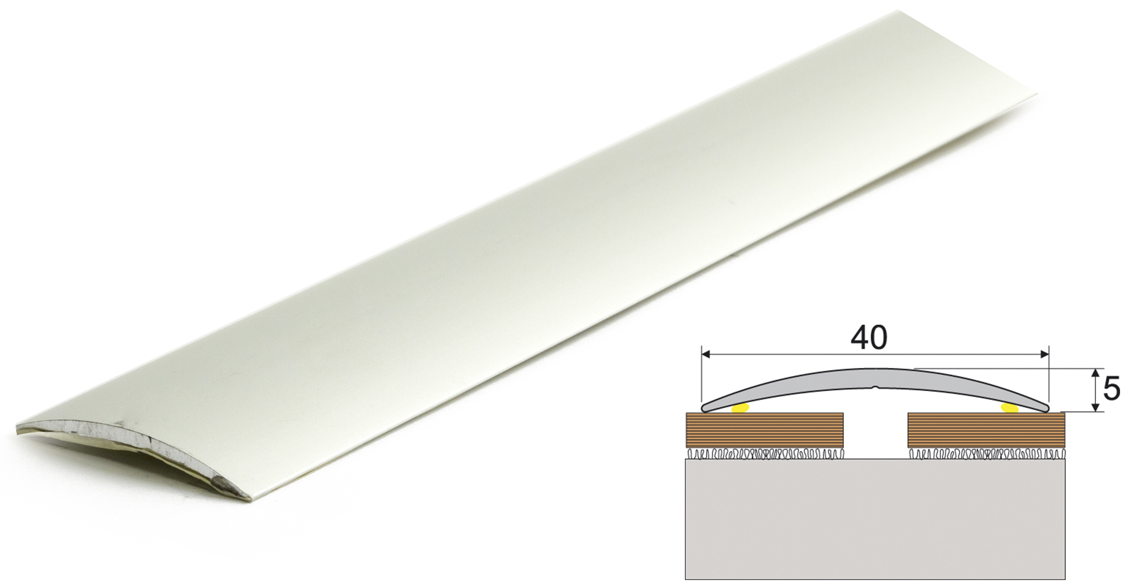Habo Tæppeskinne Alu - 5x40x2000mm