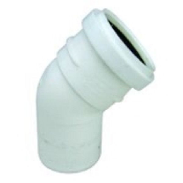 Afløbsbøjning 32 mm x 45° hvid