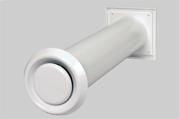 Duka murventil TP 100 hvid Ø100mm komplet