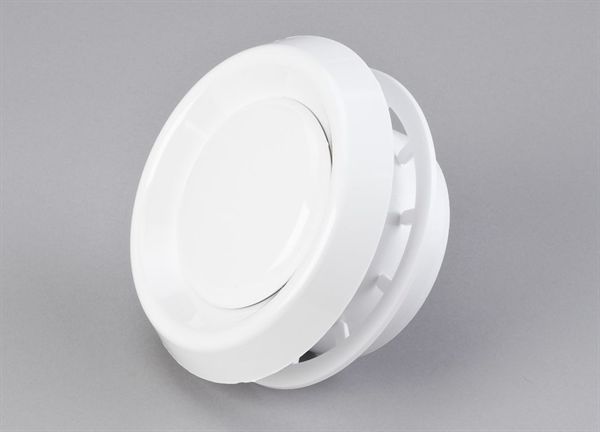 Duka ud- og indblæsningsventil hvid Ø100m