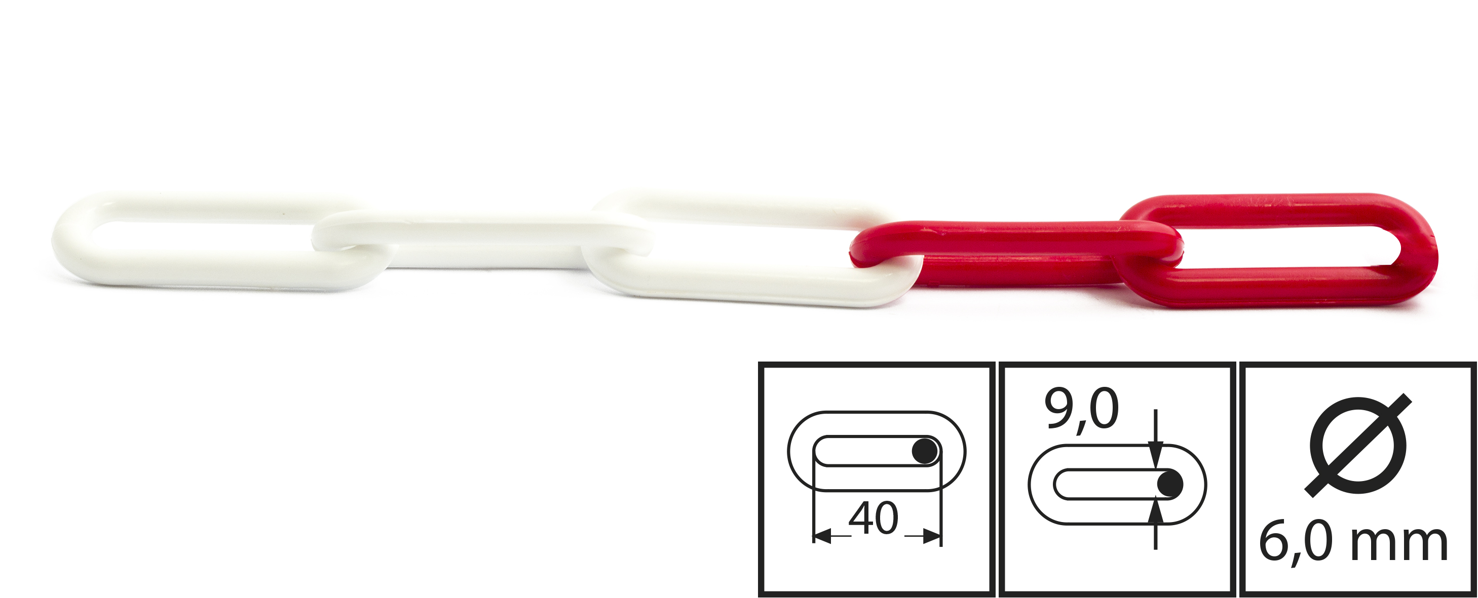 Habo Plastkæde rød/hvid