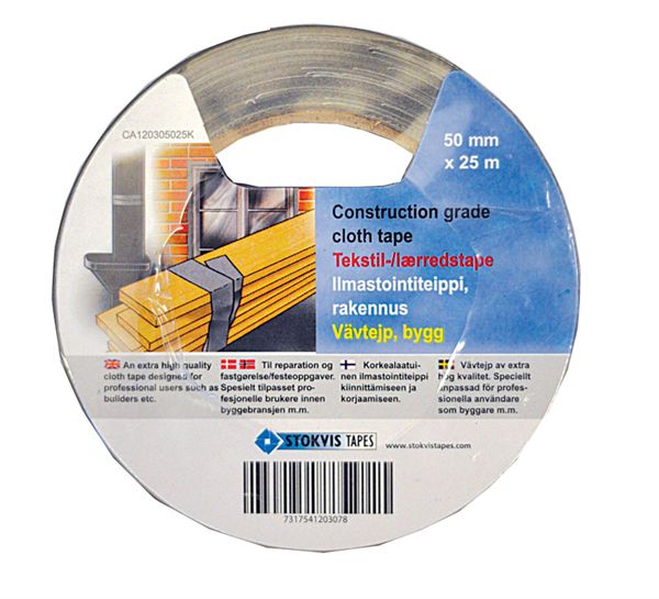 Stokvis Lærredstape byggeri Sølv - 50mmx10m