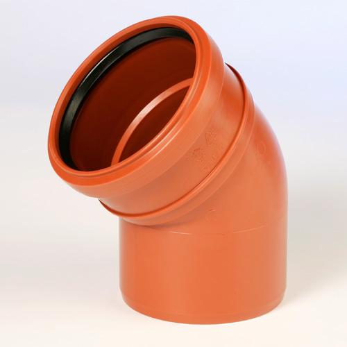 Uponor PP-bøjning 45° m/1 mf - 110mm