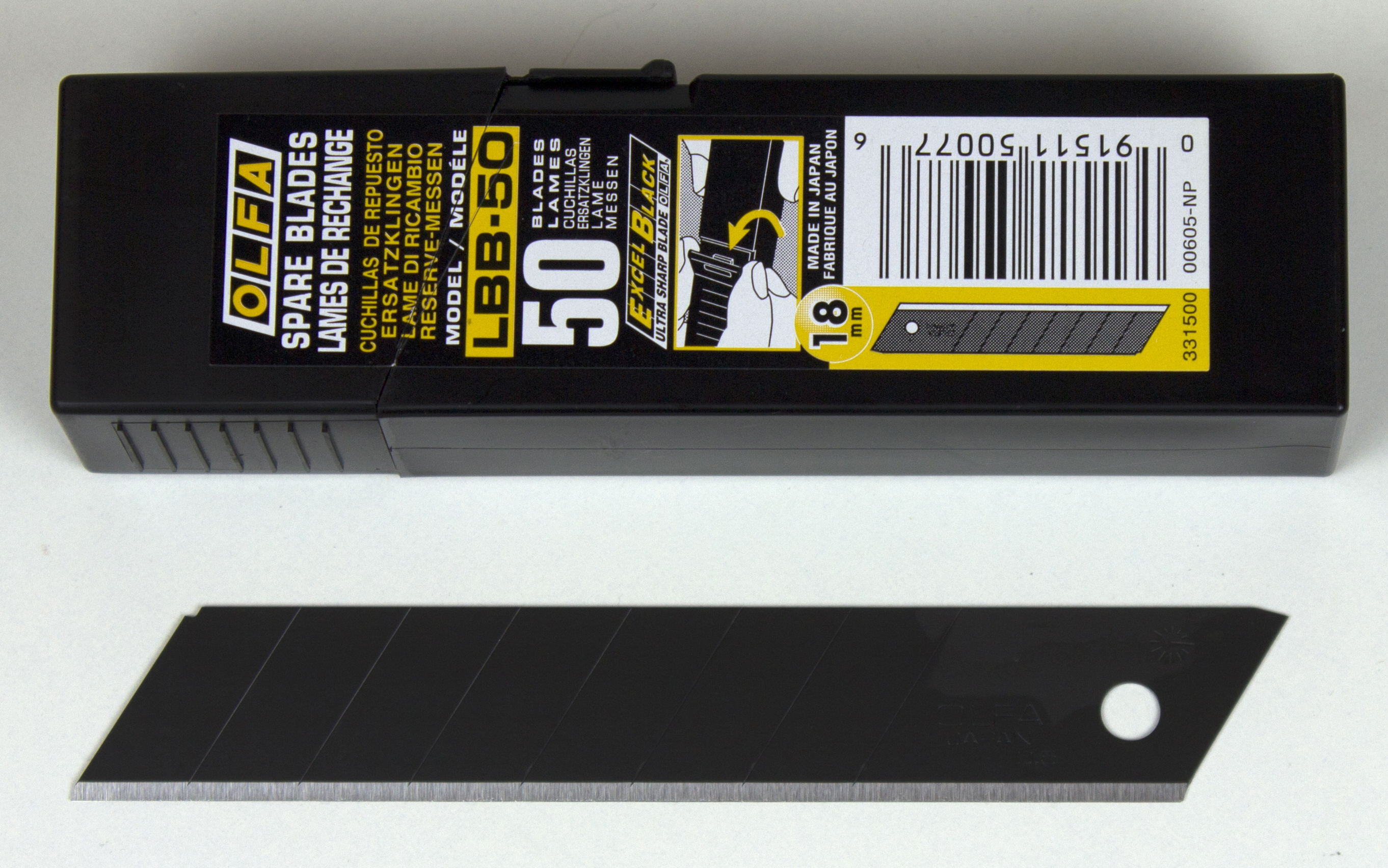 LBB-50 Bræk-af knivblade 18mm 50 stk/pk Sorte Olfa