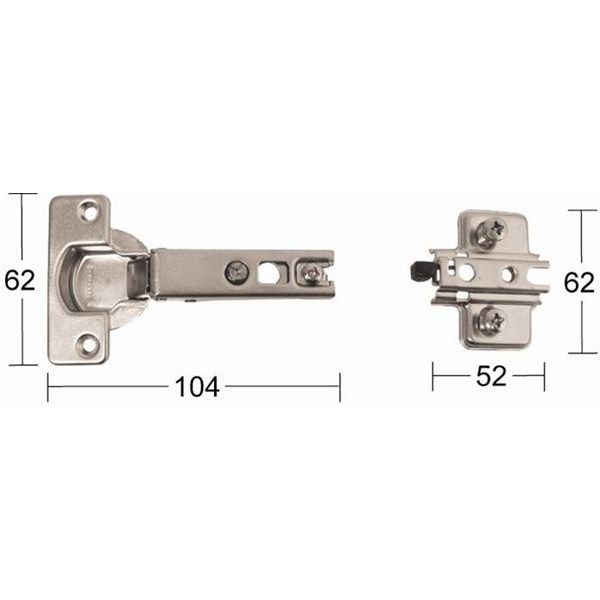 Skabshængsel galvaniseret selvluk 57 x 110 mm 2 stk