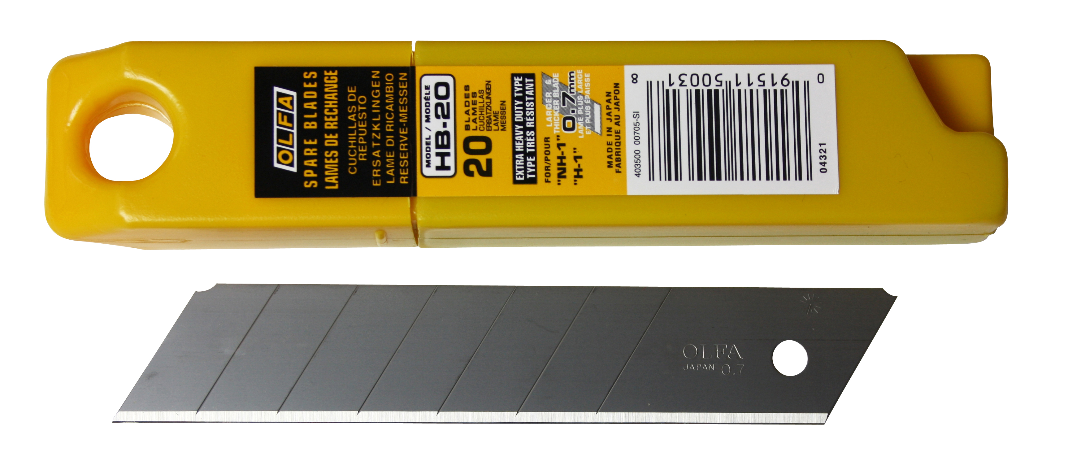 HB-20 Bræk-af knivblad 25mm 20 stk/pk Blanke Olfa