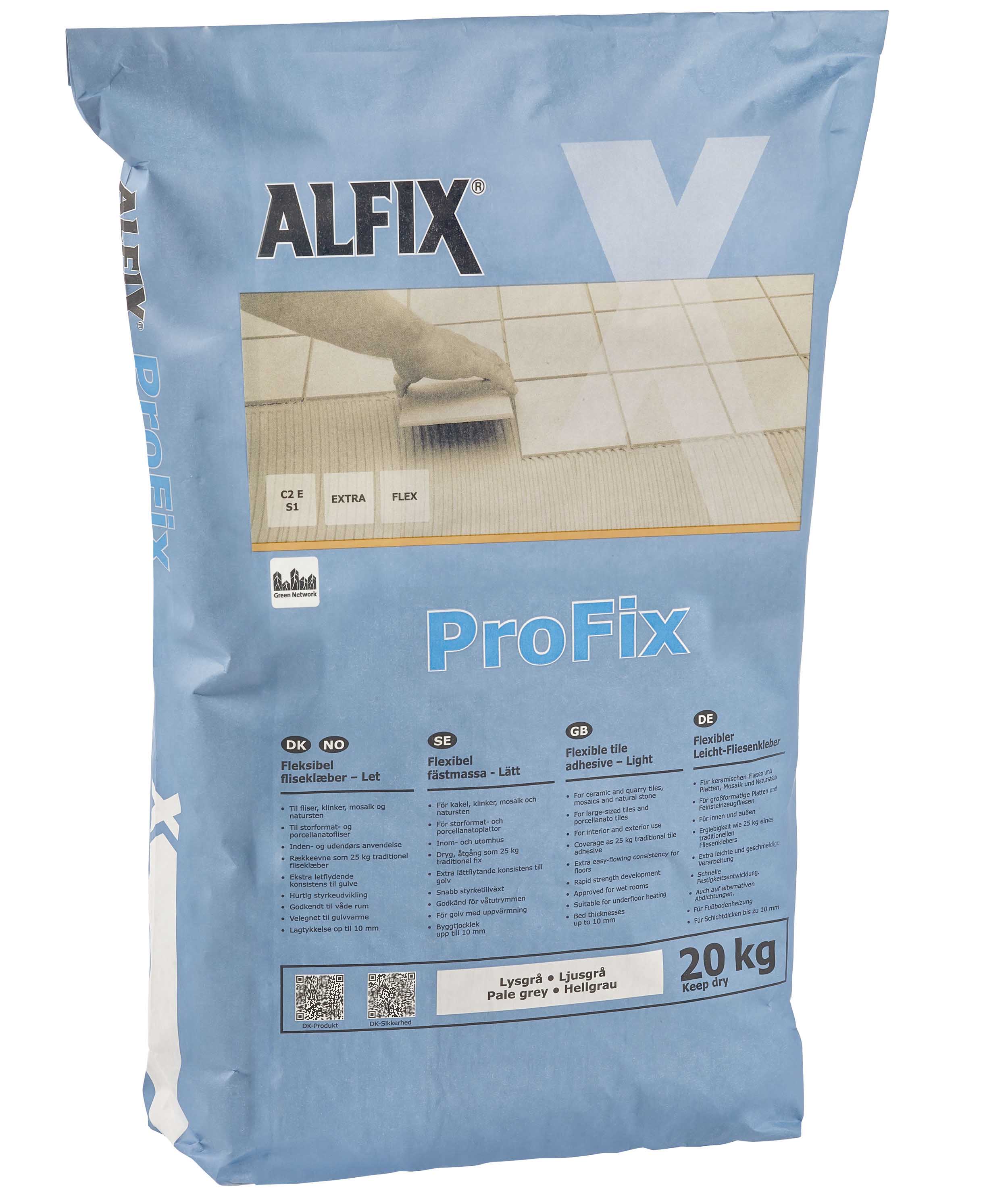 Alfix Profix - Fleksibel fliseklæber - Lys Grå - 20kg