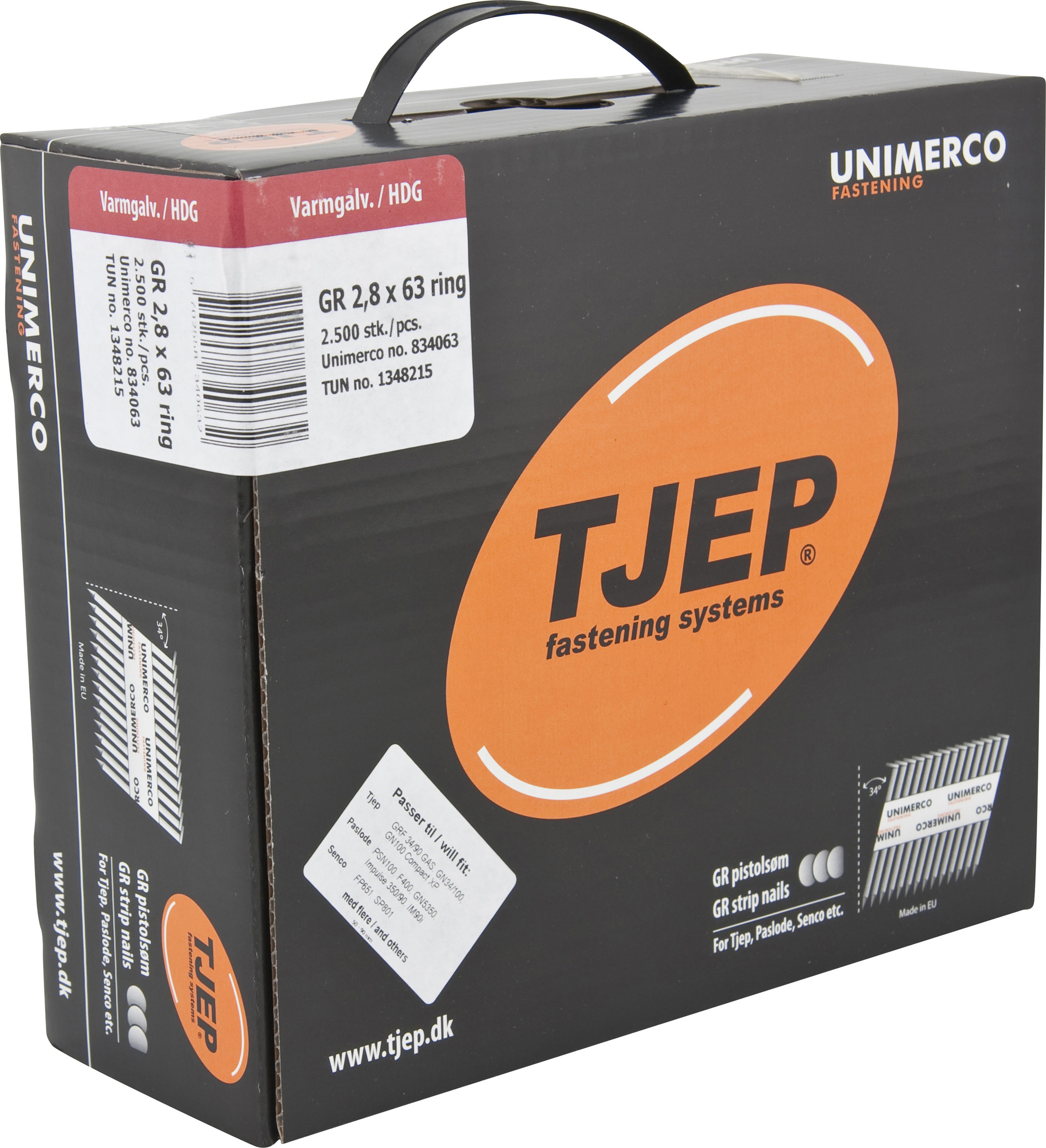 TJEP Ringsøm gr - 2,8x63mm - 2500 stk/pk