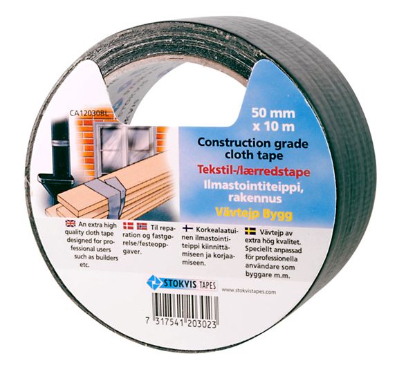 Stokvis Lærredstape økonomi Sort  - 50mmx10m