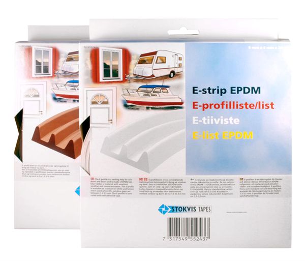 Stokvis tætningsliste e-profil Hvid - 4x9x24000mm