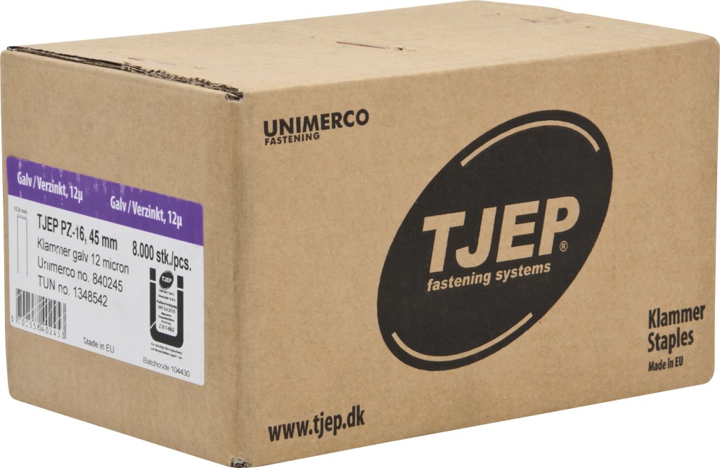TJEP Klammer PZ-16 m/Lim 45mm - 8000 stk/karton