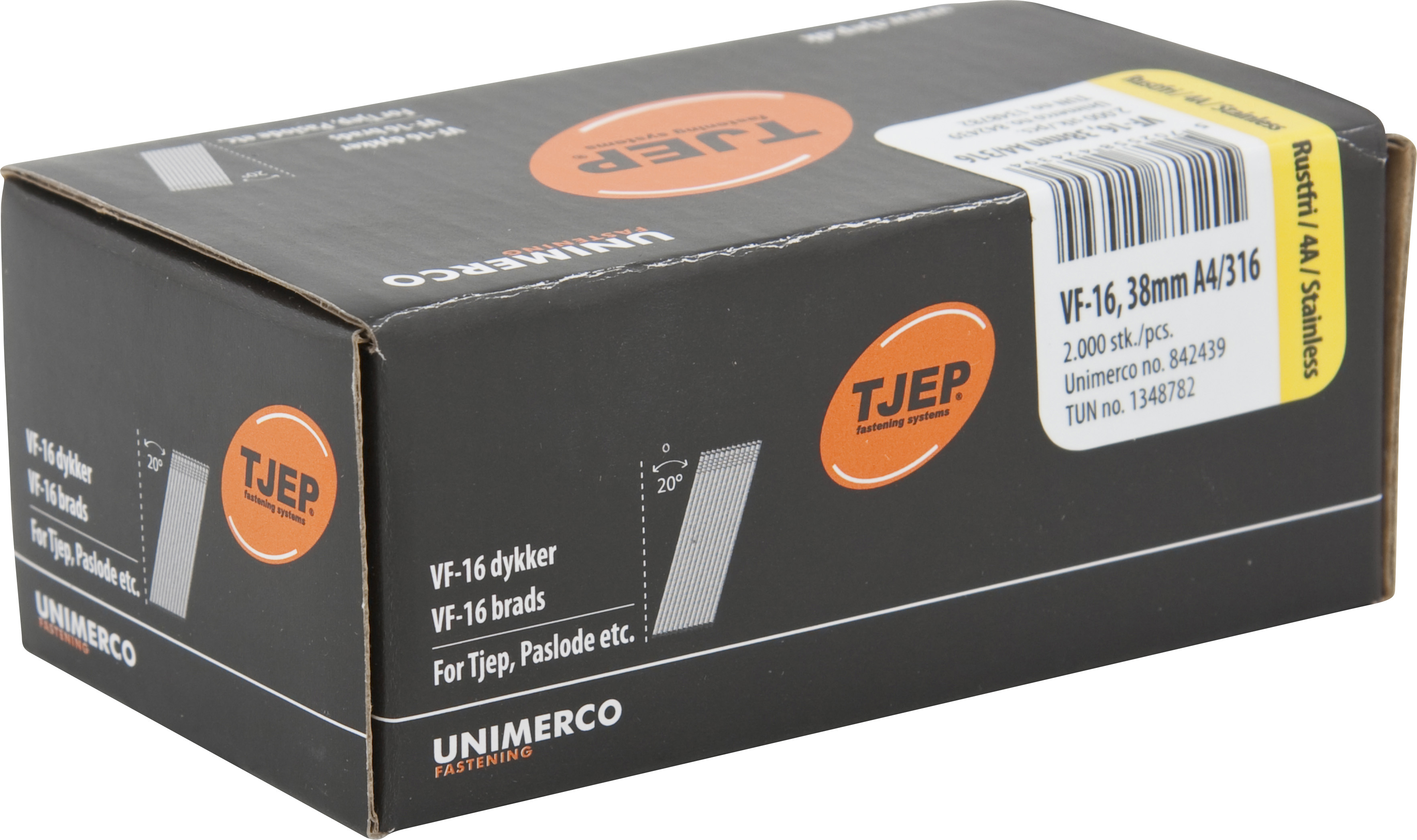 TJEP Dykker VF16 4A Rustfri  - 1,6x38mm - 2000 stk/pk