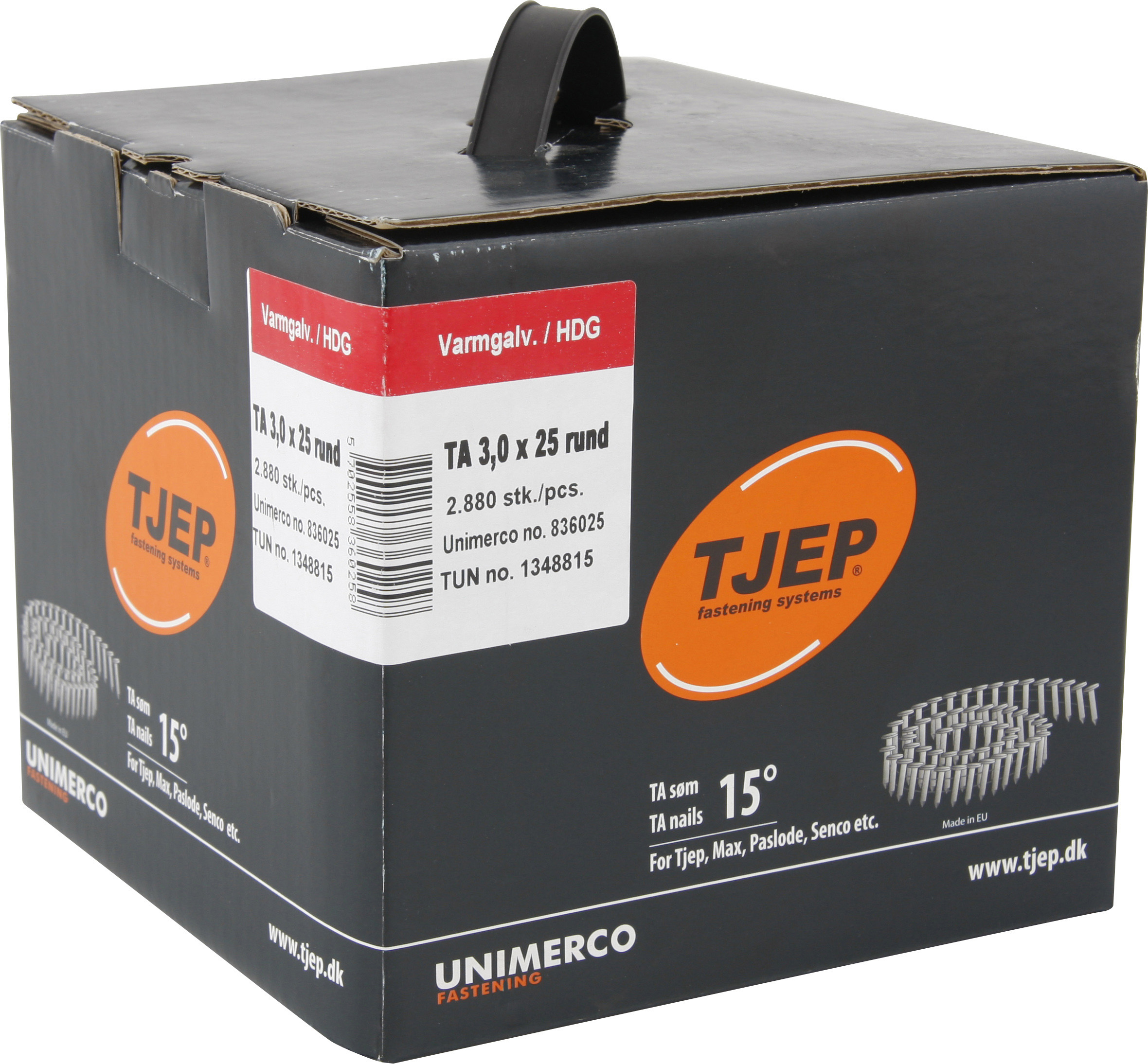 TJEP TA Tagpapsøm Runde - 3x25mm - 2880 stk/pk