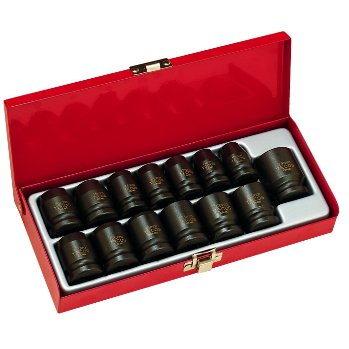 Tecos T-81024M Krafttopsæt 1/2" 10-24mm 14 dele