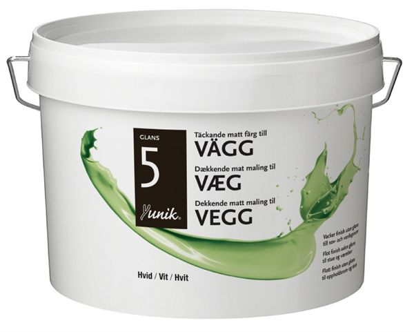 Yunik Vægmaling Glans 5 Hvid - 3L