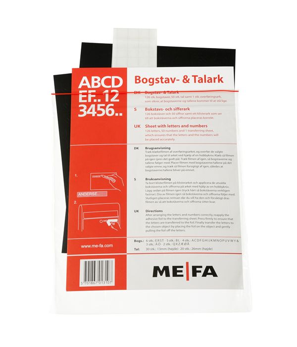 MEFA folie bogstaver/tal HVID