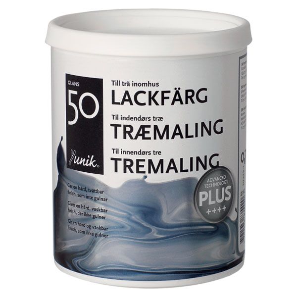 Yunik Indendørs Træmaling Glans 50+ Sort -  0,75L