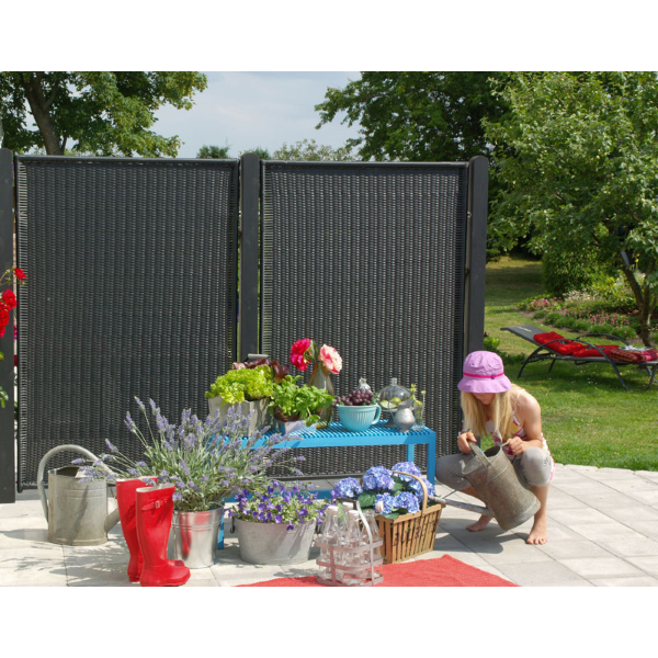 Plus trend system sort 115x110 havehegn bygma Sort hegn polyrattan