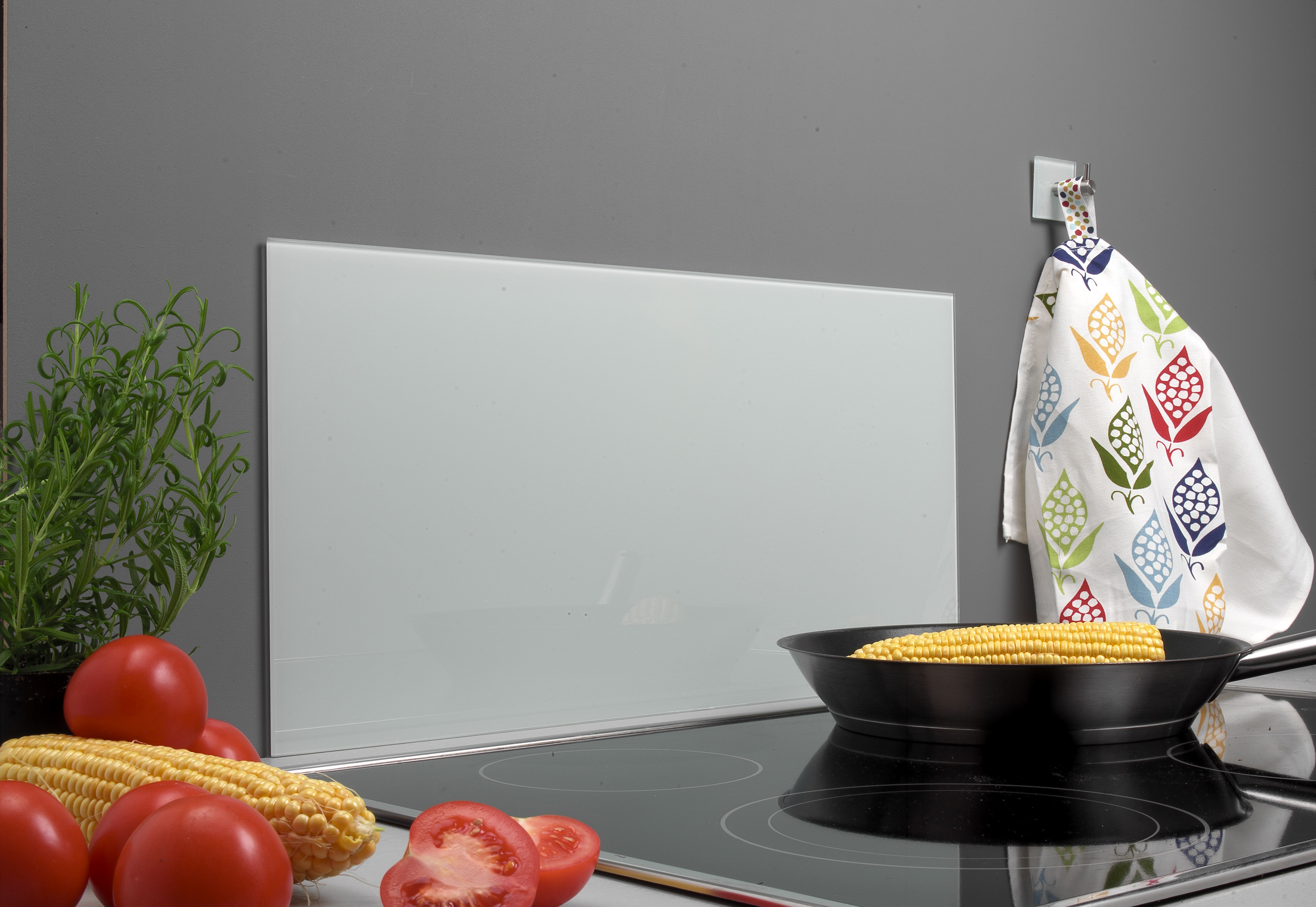 Millarco Stænkplade i hærdet glas Hvid - 80x40cm