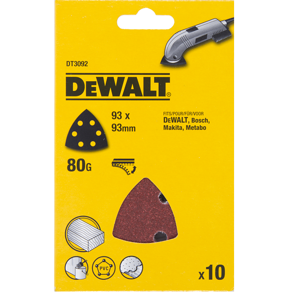 DEWALT Slibepapir 93mmx93mm K80