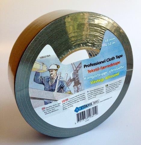 Stokvis Lærredstape Sort - 48mmx50m