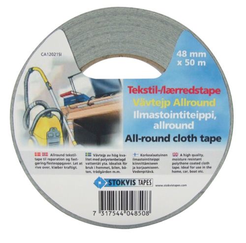 Stokvis Lærredstape Sort - 48mmx50m