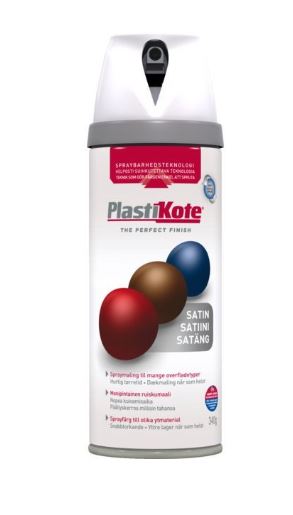 Plasti-Kote Spraymaling Twist Satin Hvid - 400ml