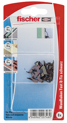 Fischer Fast & Fix Ophængskrog Sort - 8 stk/kort