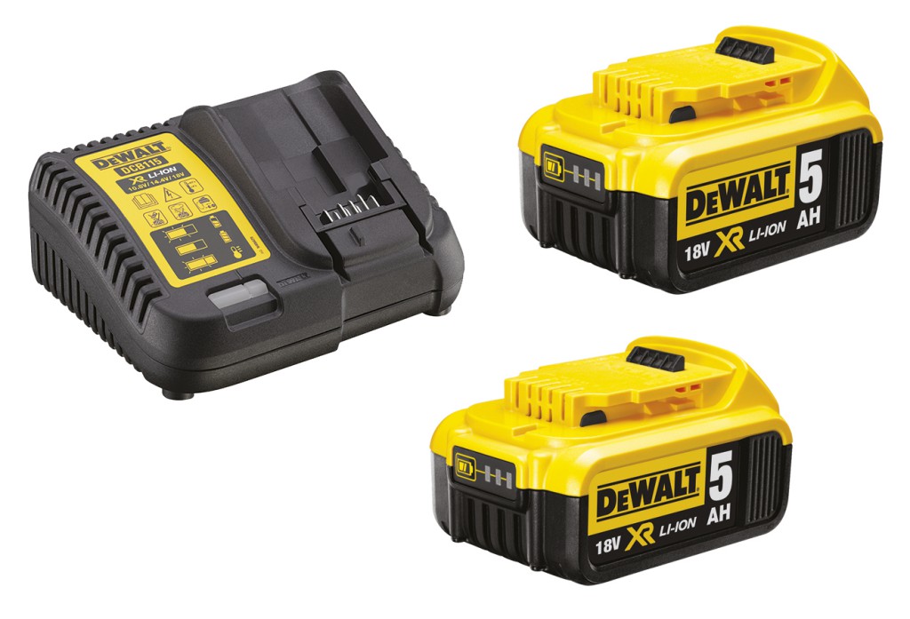DEWALT XR Batterisæt - 18V Oplader + 2x5,0Ah Batterier