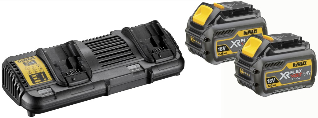 DEWALT XR Dobbeltlader - 18V DCB132T2-QW + 2 stk. 6AH batterier