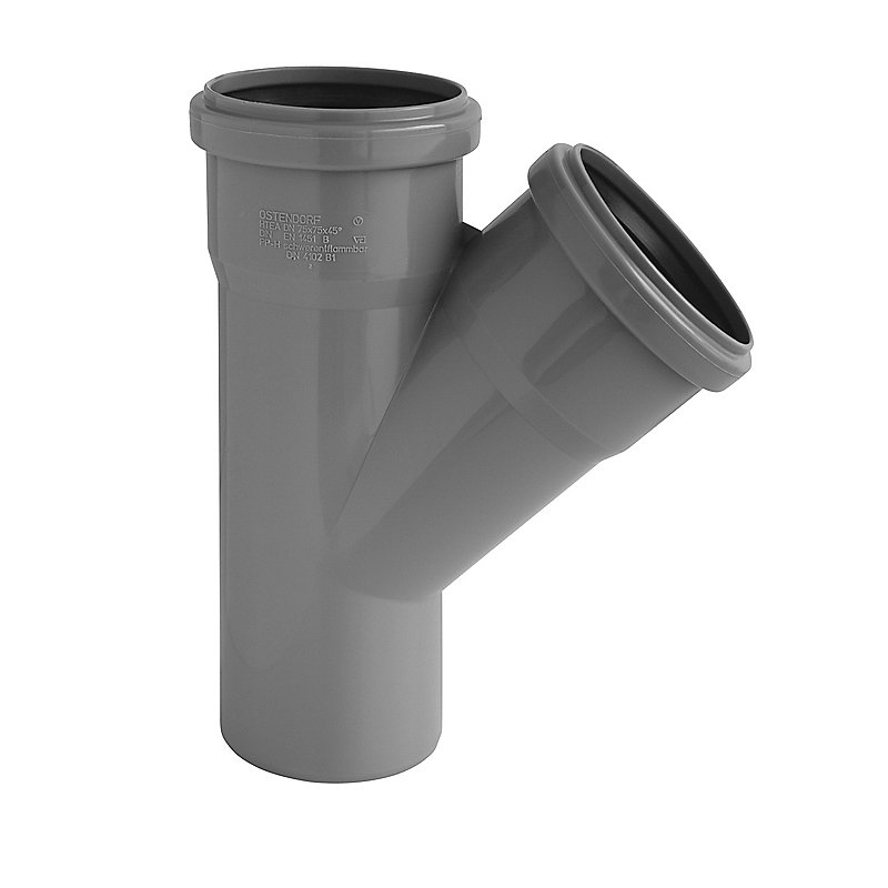 Afløbsgrenrør Ø110mm 45° grå