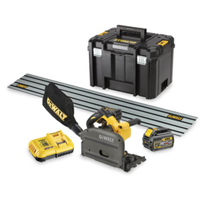 DEWALT XR Dyksav med skinne, TSTAK, batterier og lader - 18V Flexvolt
