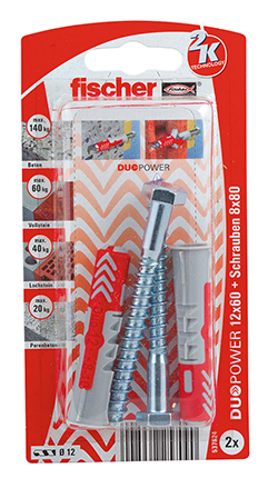 Fischer Dybel DuoPower S Inkl. Skrue - 12x60mm - 2 stk