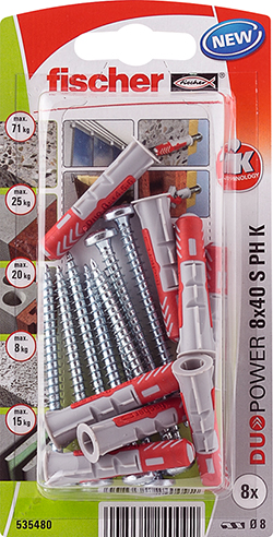 Fischer Dybel DuoPower S PH - 8x40mm - 8 stk/kort