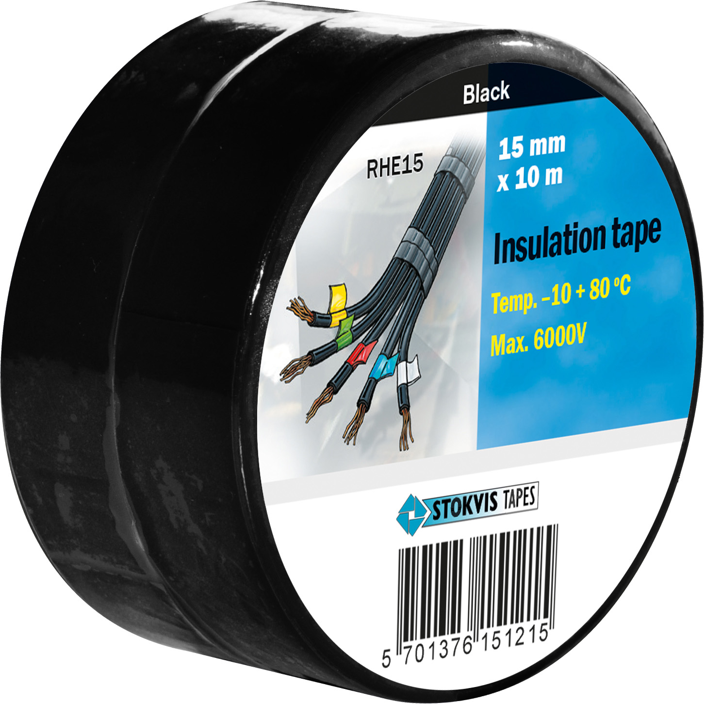 Stokvis Isoleringstape PVC Sort  -15mmx10m
