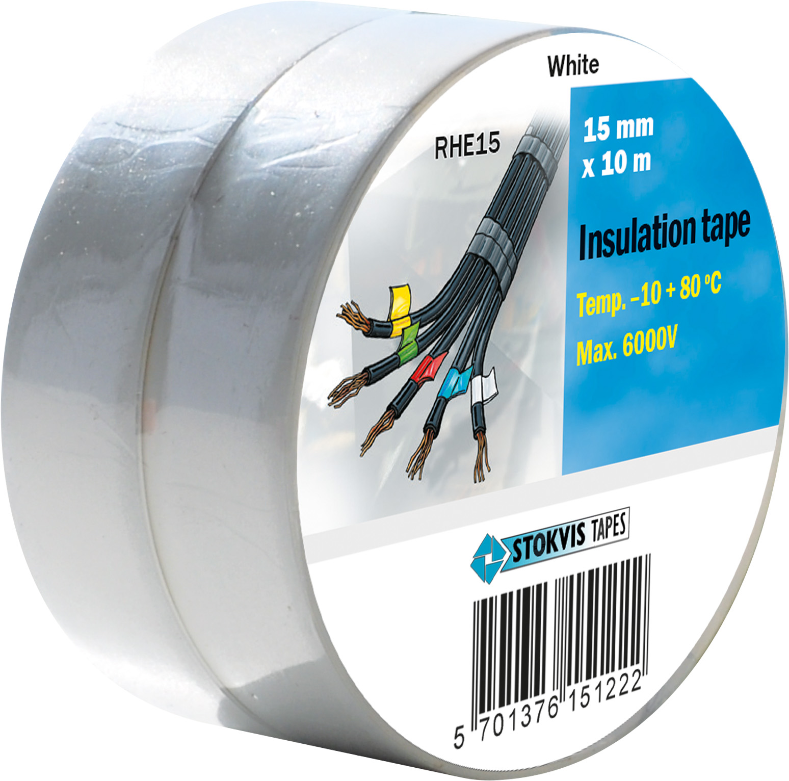Stokvis Isoleringstape Hvid - 15mmx10m