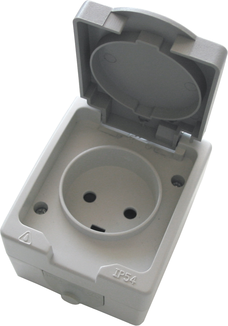 Unite IP54 Stikkontakt Grå