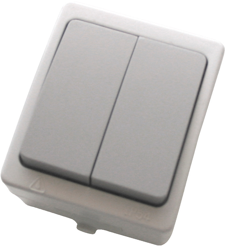 Unite IP44 Afbryder Dobbelt Grå