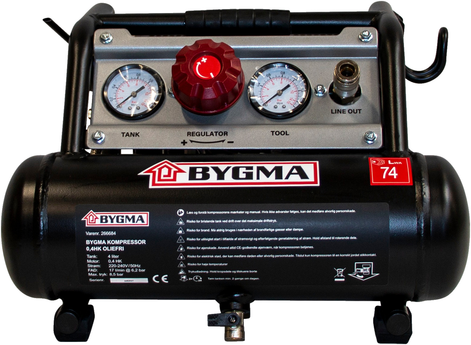 Bygma Kompressor 0,4HK Oliefri