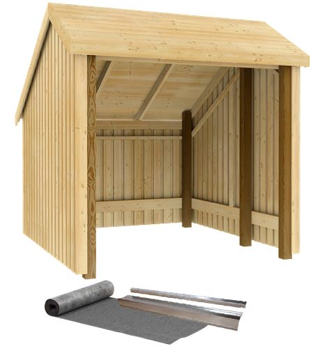 Plus Cykelskur 5,7m² Åben Inkl. Tagpap/Alulister