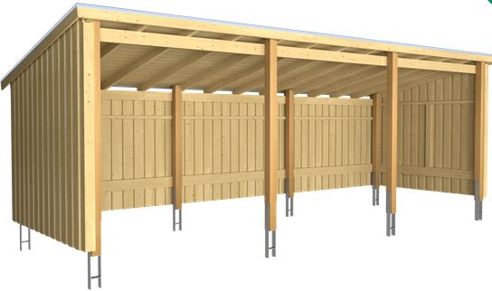 Plus Nordic Multi Havehus 14m² Åben Inkl. Alulister/H-Stolpefødder