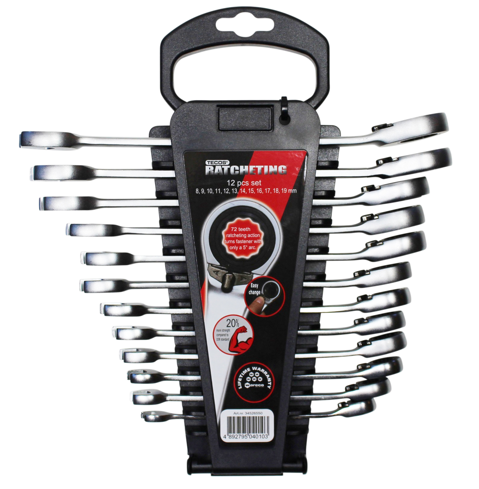 Tecos T-GW819 Ringskraldenøglesæt 12 dele 8-19mm