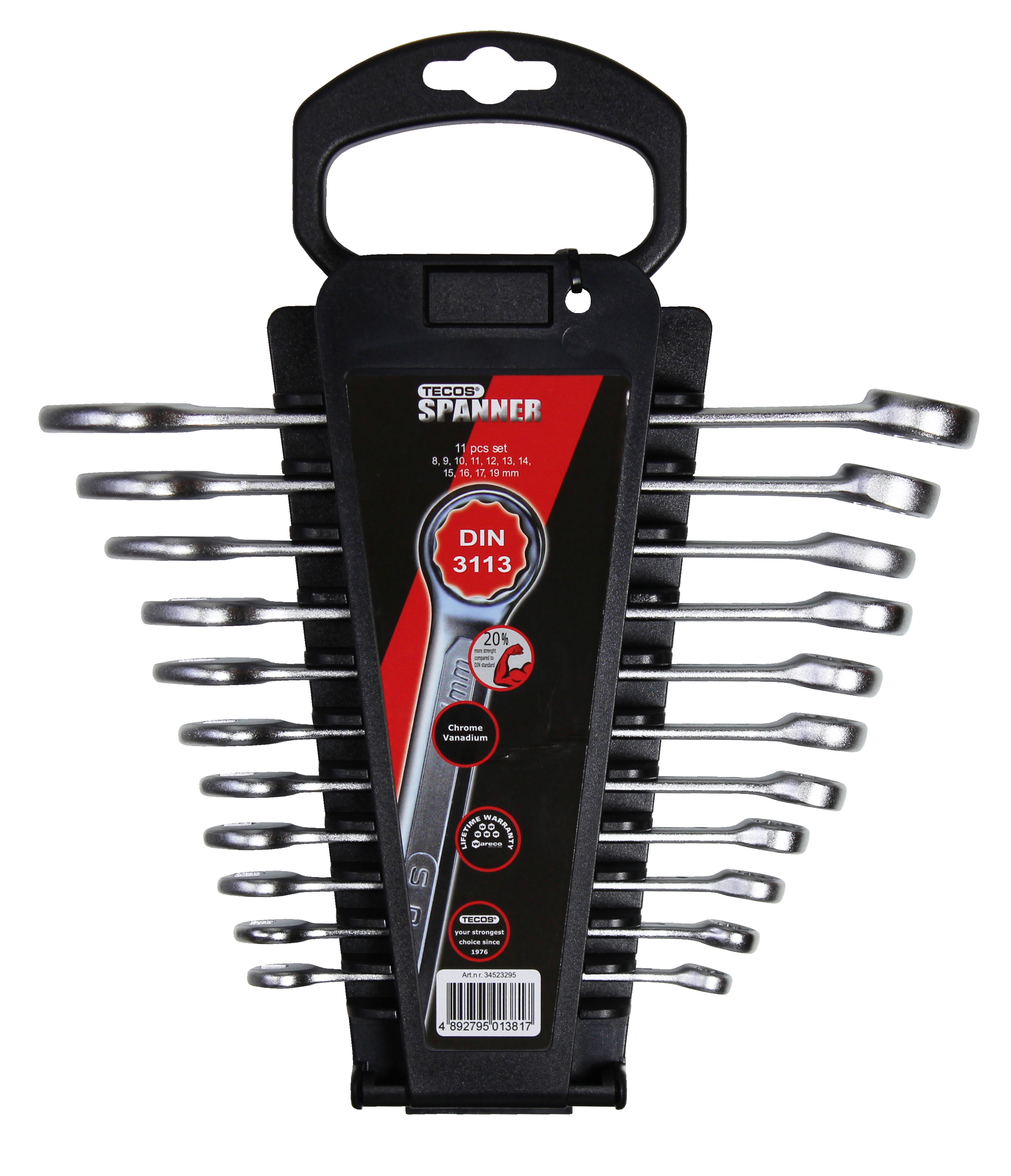 Tecos T-CW819 Ringgaffelnøglesæt mm 8-19mm, 11 dele