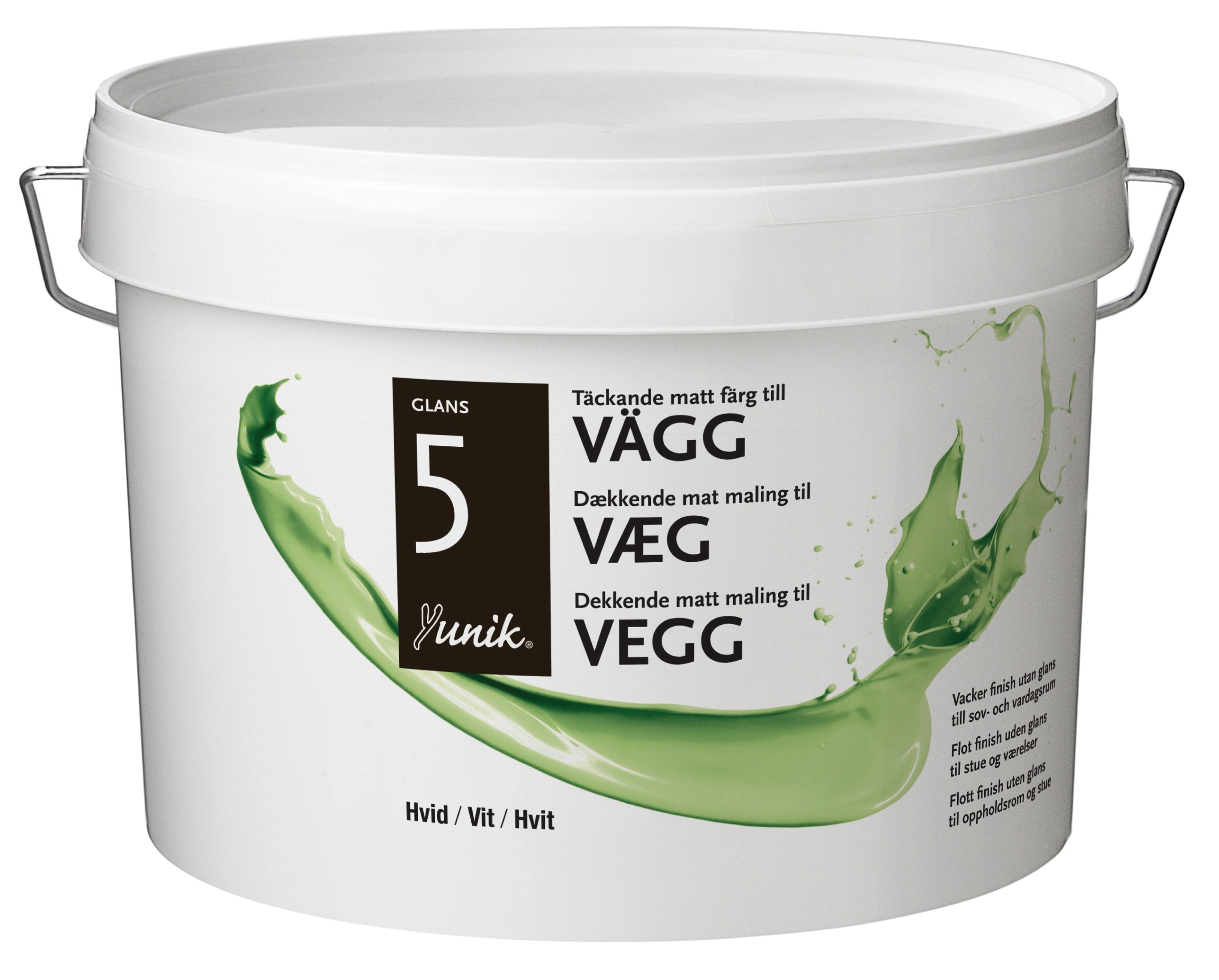 Yunik Vægmaling Glans 5 Sort - 3L
