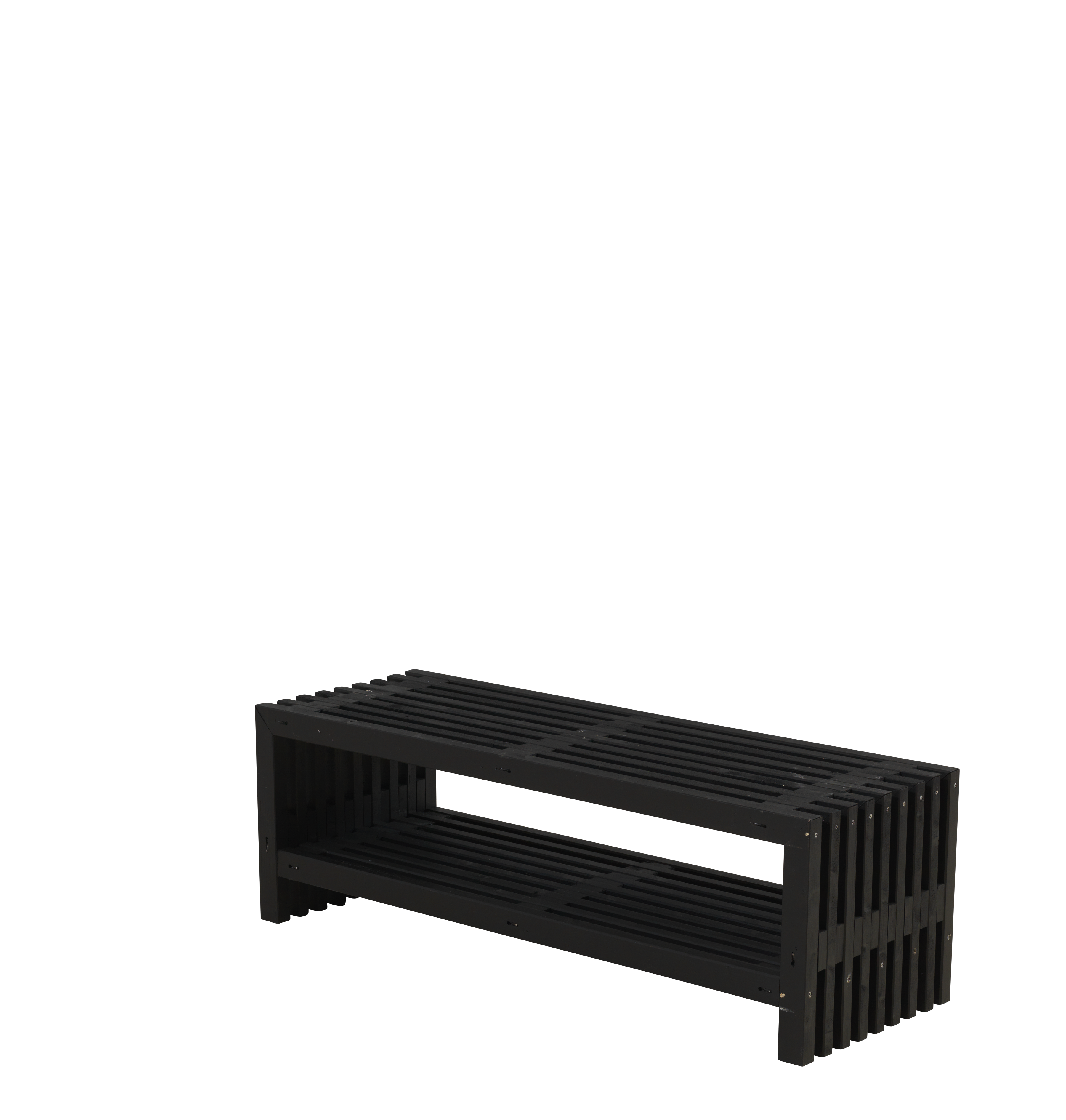 Plus Trallebænk Rustik m/hylde Sort - 49x45x138cm