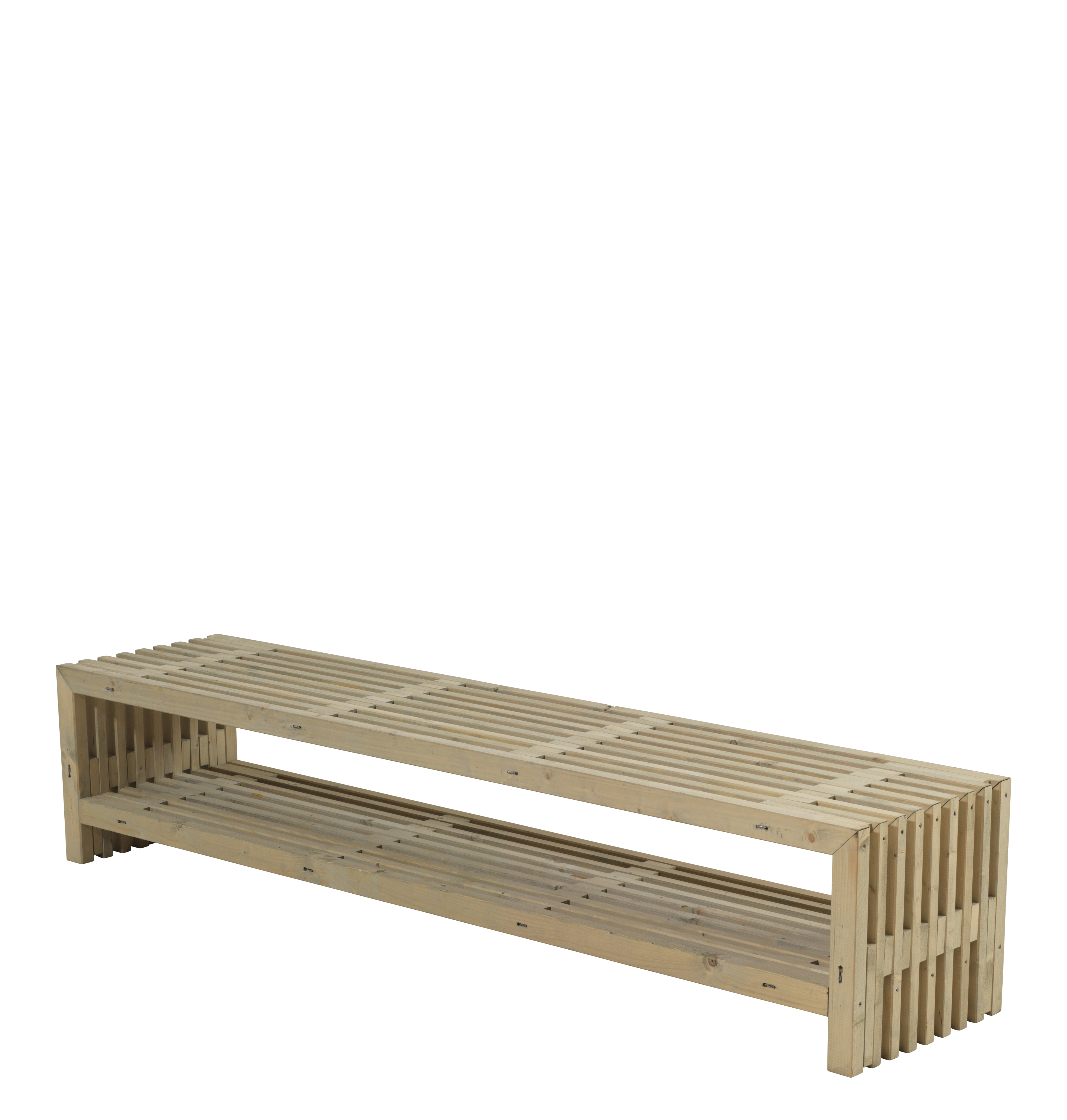 Plus Trallebænk Rustik m/hylde Drivtømmerfarvet - 49x45x218cm