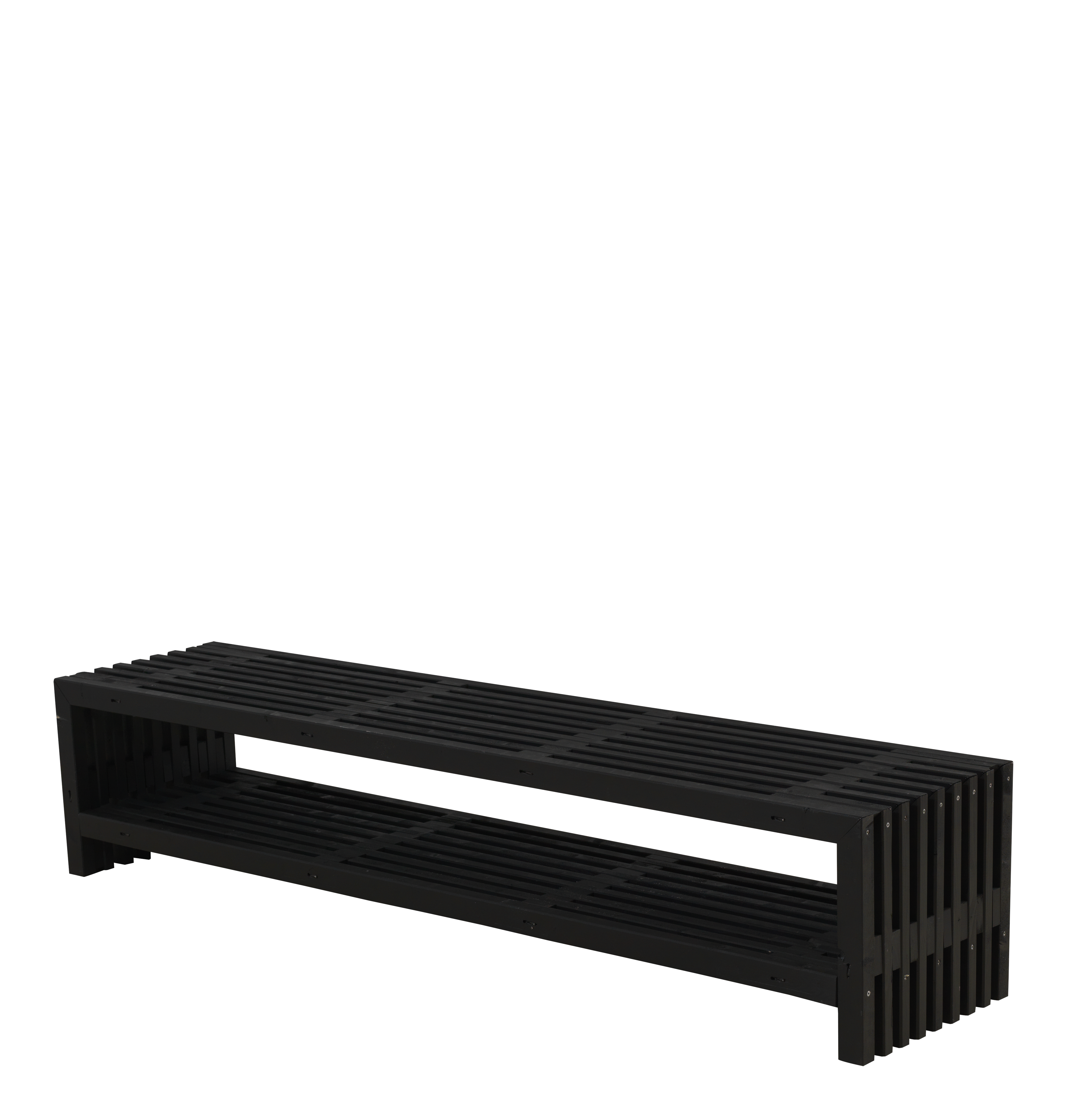 Plus Trallebænk Rustik m/hylde Sort - 49x45x218cm